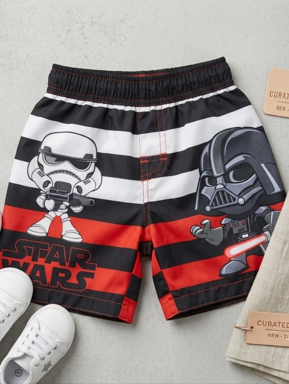 Star Wars Chibi Darth Vader Stormtrooper Swim Trunks UPF 50+ Blue